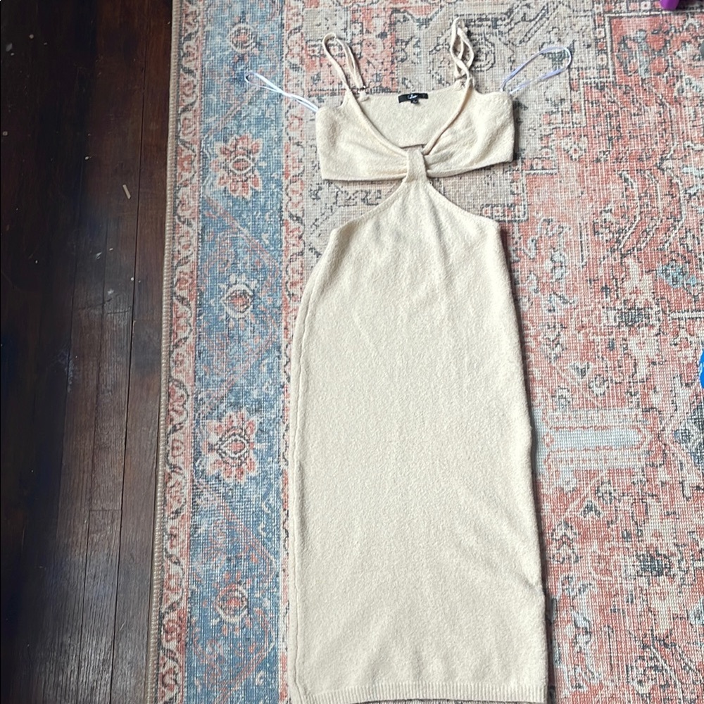 Cream Knit Cut-Out Maxi Dress